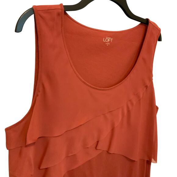 Ann Taylor Loft Layered Ruffle Tank Top Salmon XL - Picture 2 of 6